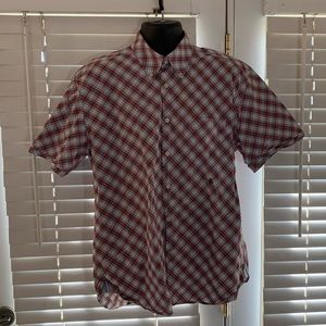 Tommy Hilfiger button down red and white plaid